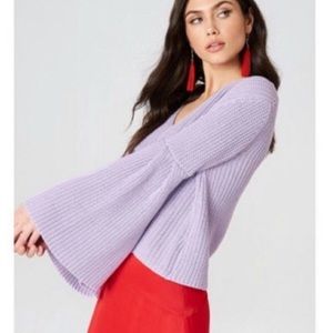 Free People Damsel Cropped Lavender Sweater